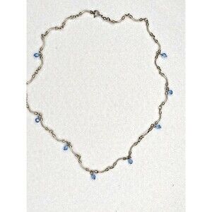16" .925 Sterling Silver Blue Gem Bead Necklace